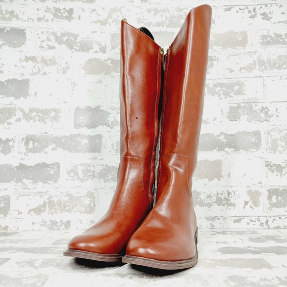 NEW Nordstrom Rack Meadow Brown Faux Leather Tall Riding Boots D209 - Picture 2 of 12